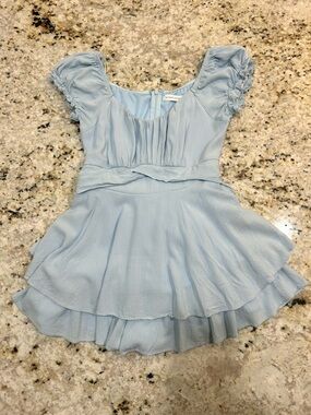 Alter’d State Light Blue Ruffled Romper